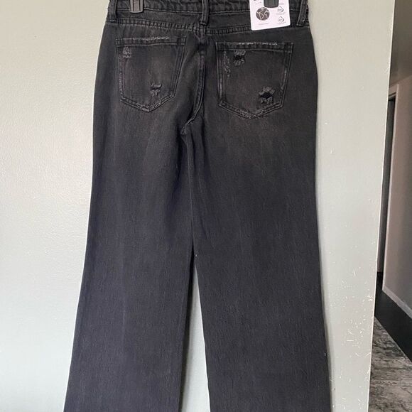 New BP Black Ripped Distressed Wide Leg Jeans 27 - Picture 4 of 10